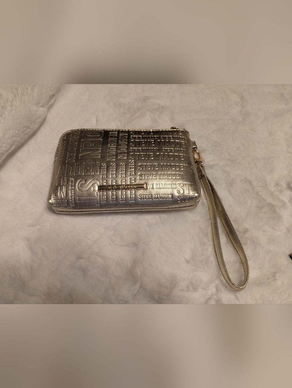 Steve Madden Btrell Double Zip Wristlet – Logo Embossed